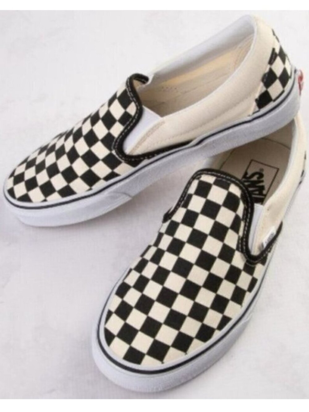 Vans Black/Ecru Classic Checkerboard Slip-on Sneakers - 5.5-6US